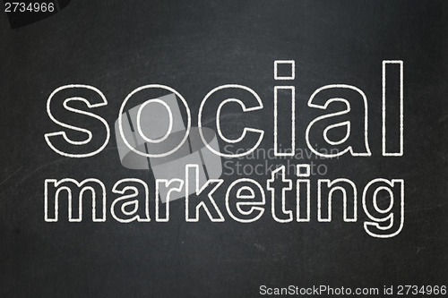 Image of Advertising concept: Social Marketing on chalkboard background