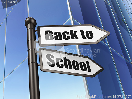 Image of Education concept: sign Back to School on Building background