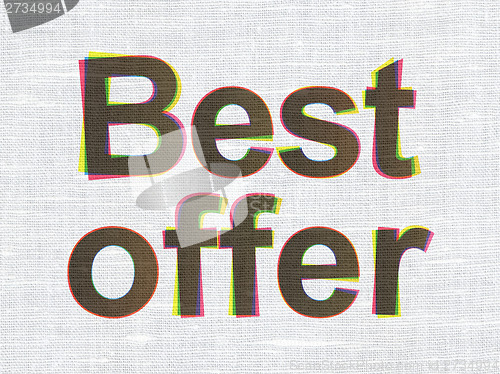 Image of Finance concept: Best Offer on fabric texture background