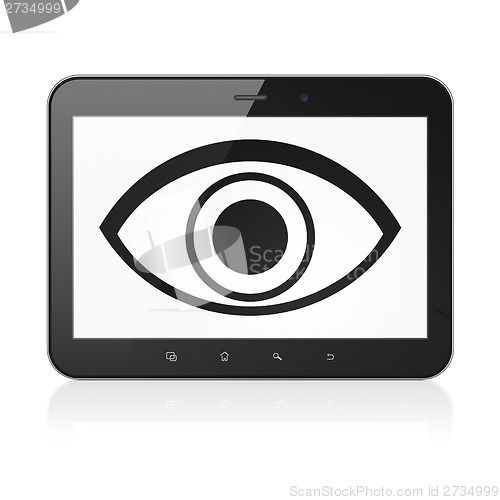 Image of Safety concept: Eye on tablet pc computer