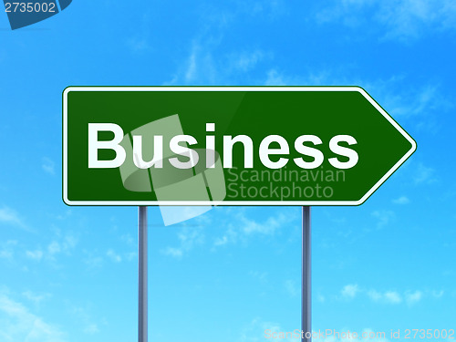 Image of Finance concept: Business on road sign background