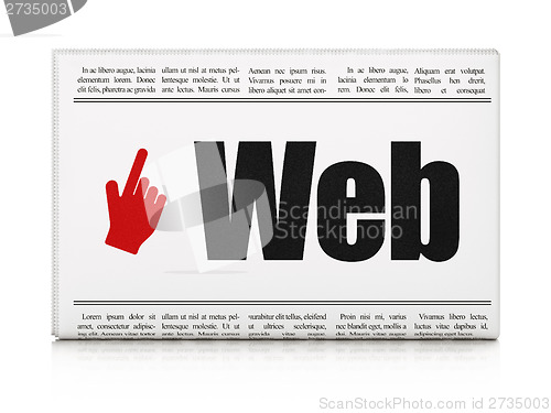 Image of Newspaper with Web and Mouse Cursor