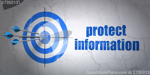 Image of Protection concept: target and Protect Information on wall