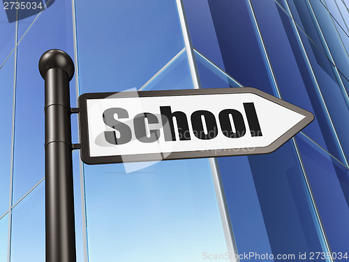 Image of Education concept: sign School on Building background