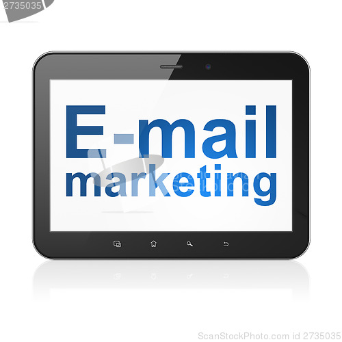 Image of Advertising concept: E-mail Marketing on tablet pc computer