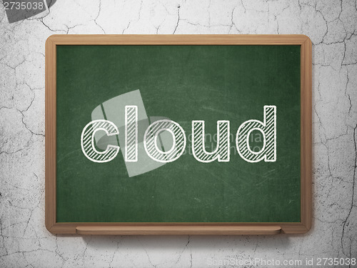 Image of Cloud technology concept: Cloud on chalkboard background