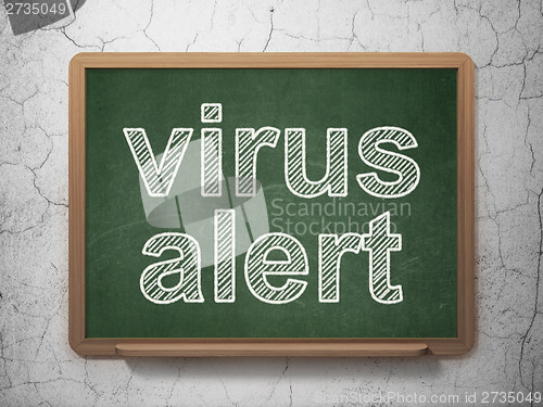 Image of Safety concept: Virus Alert on chalkboard background