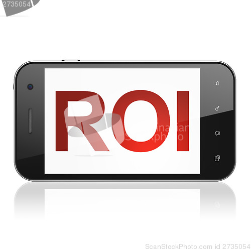 Image of Finance concept: ROI on smartphone