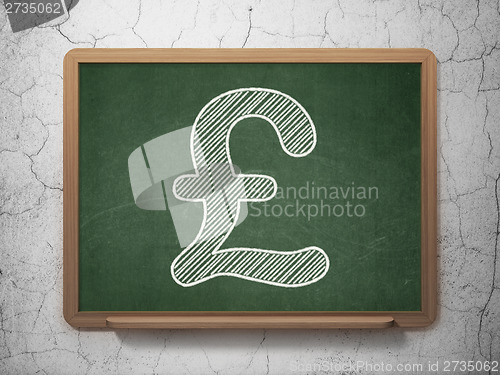 Image of Currency concept: Pound on chalkboard background
