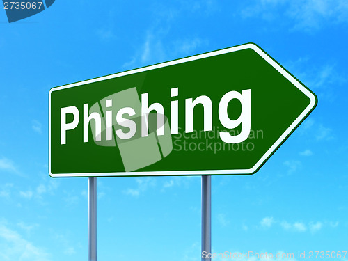 Image of Safety concept: Phishing on road sign background