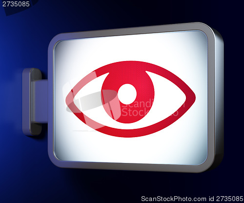 Image of Protection concept: Eye on billboard background