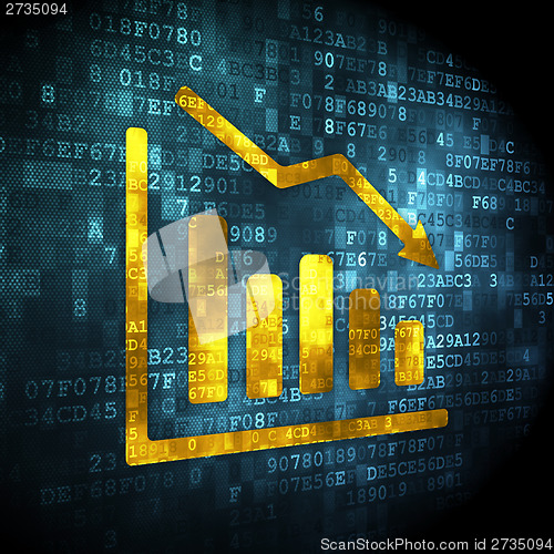 Image of Marketing concept: Decline Graph on digital background