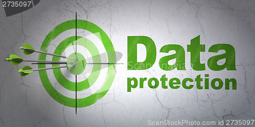 Image of Safety concept: target and Data Protection on wall background