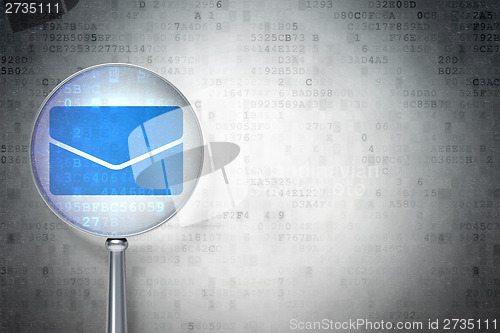 Image of Finance concept:  Email with optical glass on digital background