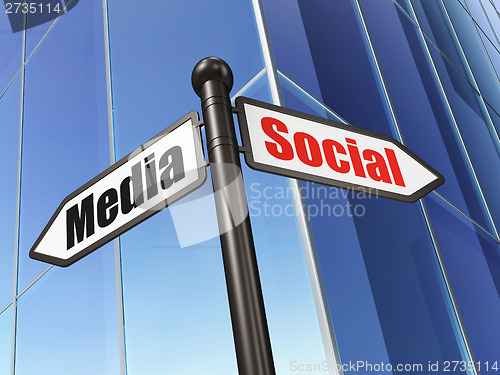 Image of Social media concept: sign Social Media on Building background