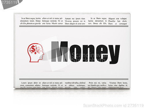 Image of Business concept: newspaper with Money and Head With Finance