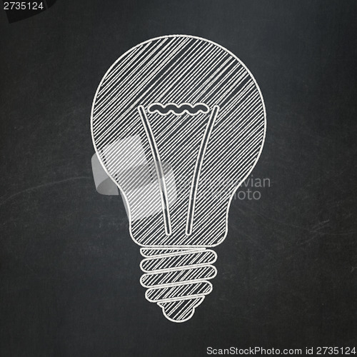 Image of Business concept: Light Bulb on chalkboard background