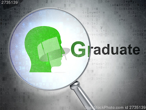 Image of Education concept: Head and Graduate with optical glass