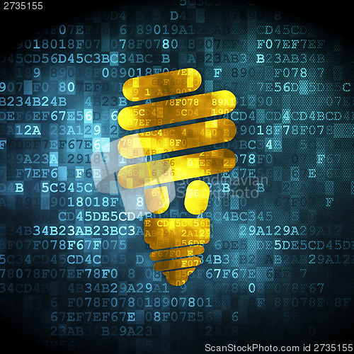 Image of Business concept: Energy Saving Lamp on digital background