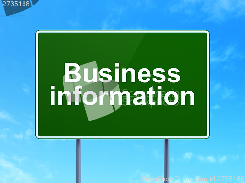 Image of Finance concept: Business Information on road sign background