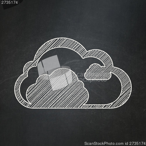 Image of Cloud computing concept: Cloud on chalkboard background