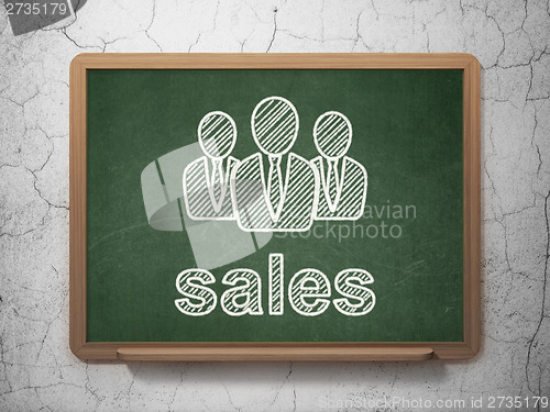 Image of Advertising concept: Business People and Sales on chalkboard