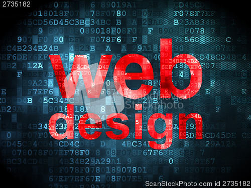 Image of SEO web development concept: Web Design on digital background