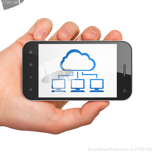 Image of Cloud networking concept: Cloud Network on smartphone