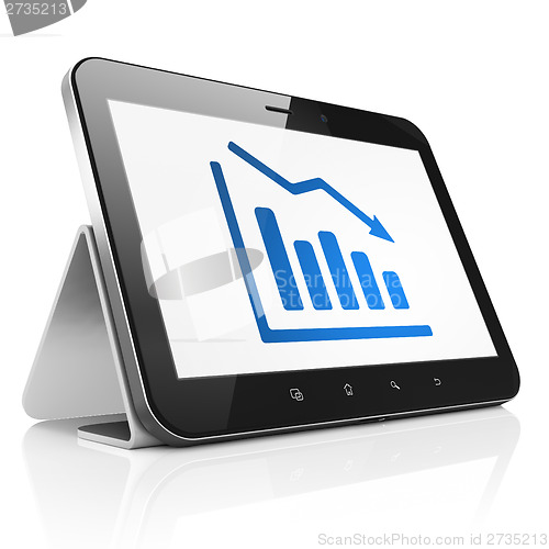 Image of Marketing concept: Decline Graph on tablet pc computer