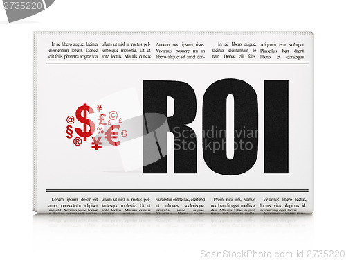 Image of Business concept: newspaper with ROI and Finance Symbol