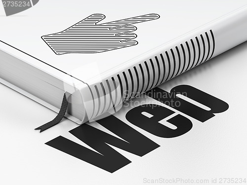 Image of Web development concept: book with Mouse Cursor, Web