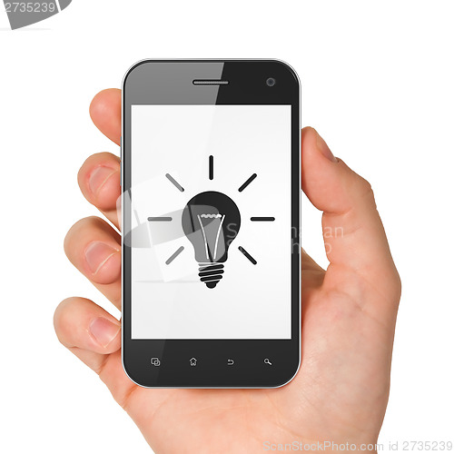 Image of Business concept: Light Bulb on smartphone