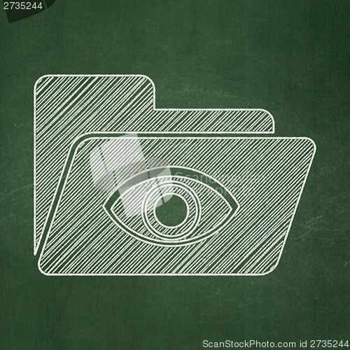 Image of Finance concept: Folder With Eye on chalkboard background