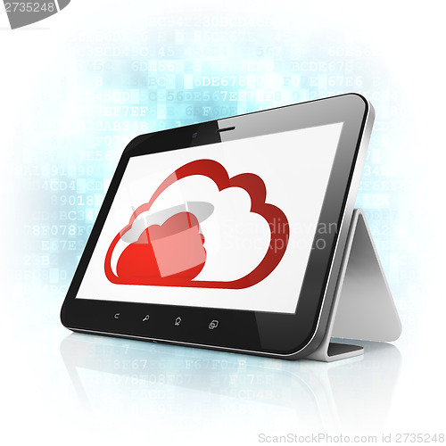 Image of Cloud computing concept: Cloud on tablet pc computer