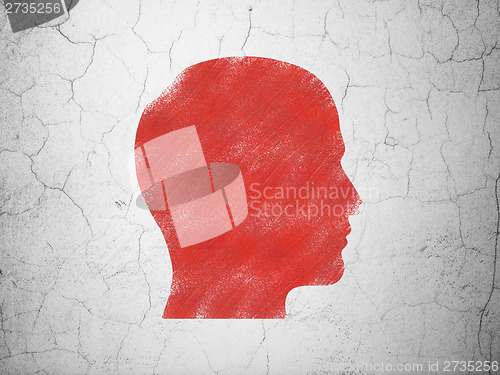 Image of Advertising concept: Head on wall background