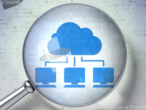 Image of Cloud networking concept:  Cloud Network with optical glass