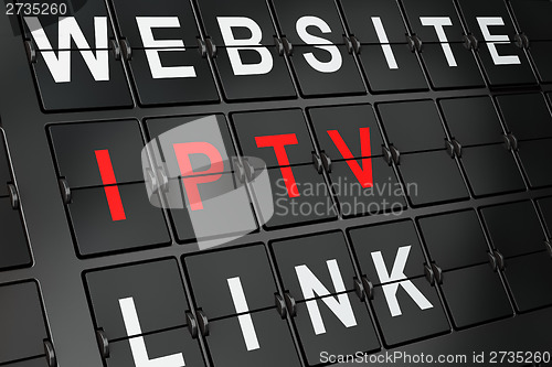 Image of SEO web development concept: IPTV on airport board background