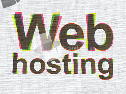 Image of Web design concept: Web Hosting on fabric texture background