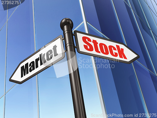 Image of Finance concept: sign Stock Market on Building background