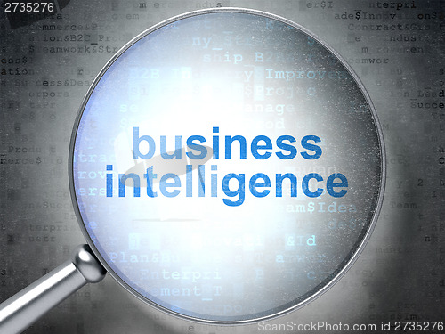 Image of Finance concept: Business Intelligence with optical glass