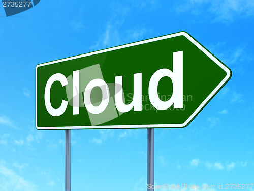 Image of Cloud on road sign background