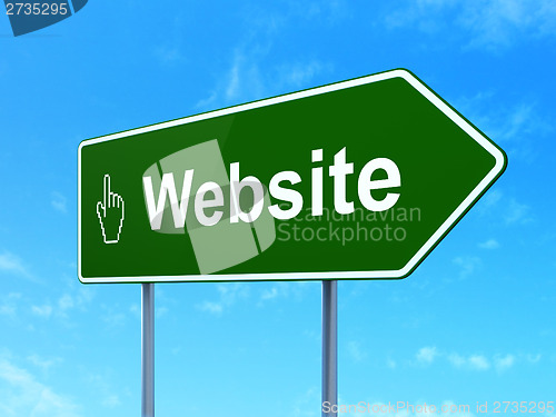 Image of Web design concept: Website and Mouse Cursor on road sign