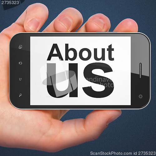 Image of Marketing concept: About Us on smartphone