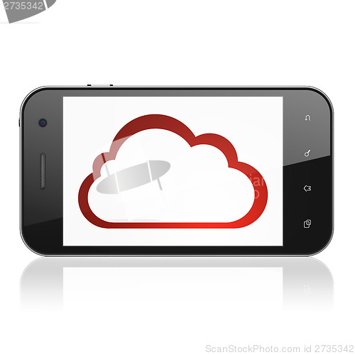 Image of Cloud networking concept: Cloud on smartphone