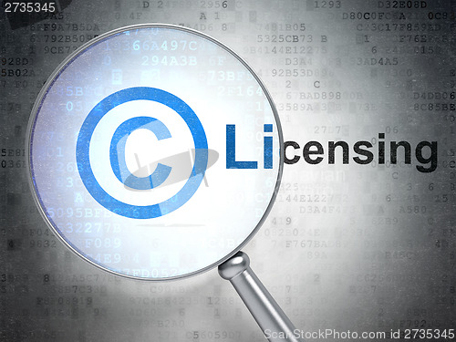Image of Law concept: Copyright and Licensing with optical glass