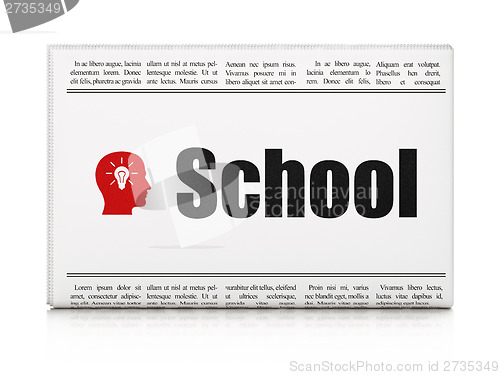 Image of Education concept: newspaper with School and Head