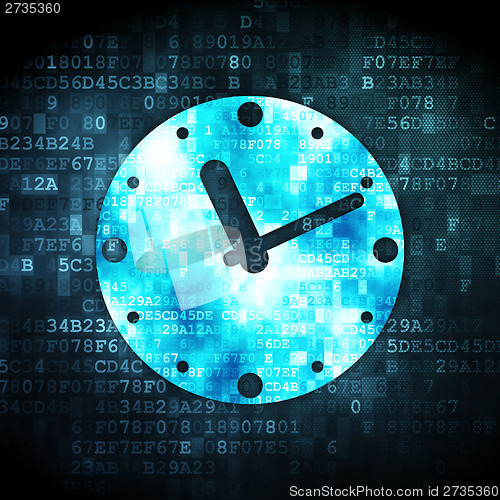 Image of Time concept: Clock on digital background