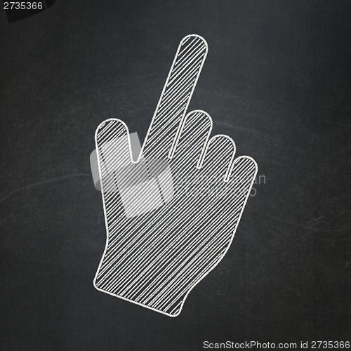 Image of Social network concept: Mouse Cursor on chalkboard background