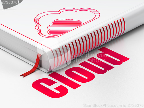 Image of Cloud technology concept: book with Cloud, Cloud on white