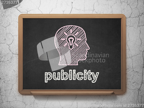 Image of Marketing concept: Head With Light Bulb and Publicity